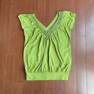 Green Studio Y Top w/ Sequin Detailing